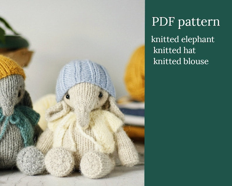 Elephant Toy Knitting Pattern - SweetyCraft product image