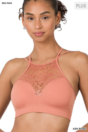 Seamless Bra Top With Front Lace Cover