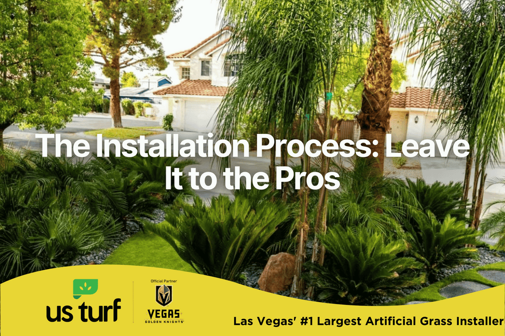 lush front yard with artificial grass palm trees and bushes