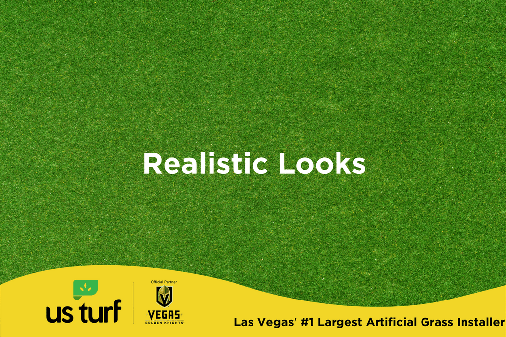 Realistic Looks written over artificial turf