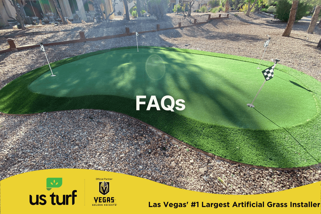 overhead photo of a small putting green surrounded by rocks