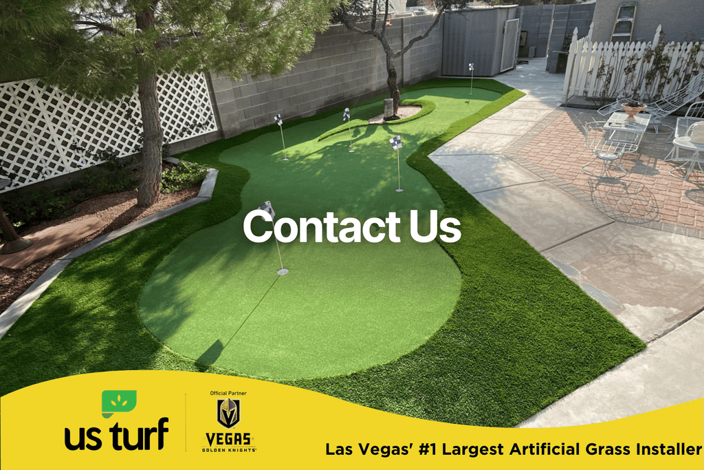 overhead photo of artificial grass putting green in a backyard
