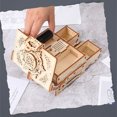 Fifijoy Music Box 3D Wooden Mechanical Jewelry Box