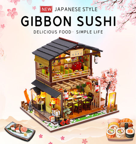 Fifijoy Japanese Style Gibbon Sushi Miniature Dollhouse