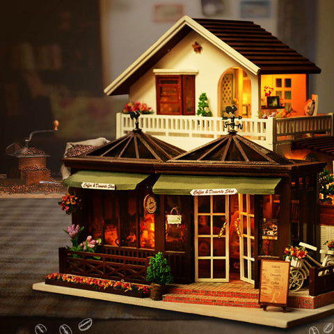 Fifijoy Coffee and Desserts Shop DIY Miniature Mini House Kit