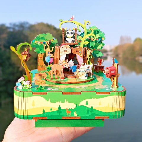 Fifijoy Forest Party DIY Cute Wooden Music Box
