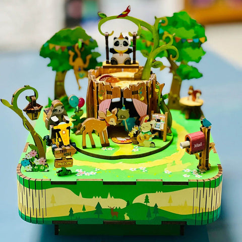 Fifijoy Forest Party DIY Wooden Puzzle Music Box