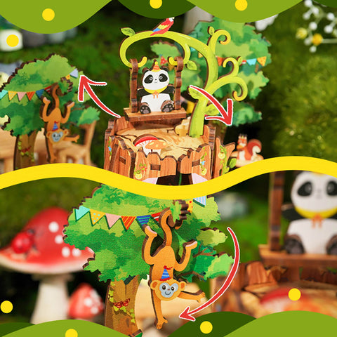 Fifijoy Forest Party DIY Wooden Music Box Kit