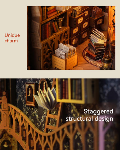 Fifijoy Magic Library Wooden Booknook Shelf Kit