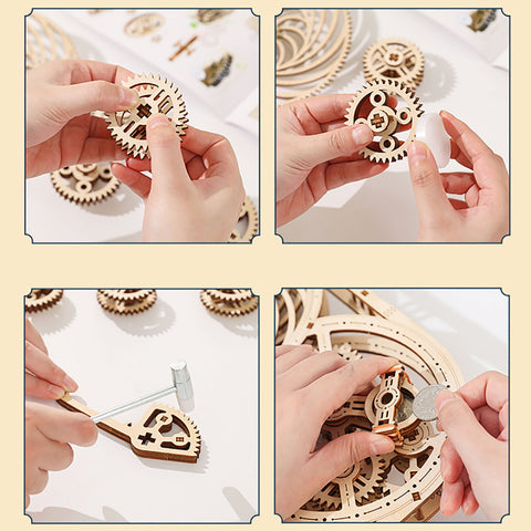 Fifijoy Mechanical Kinetic Picture Spinning 3D Wooden Puzzle Kit