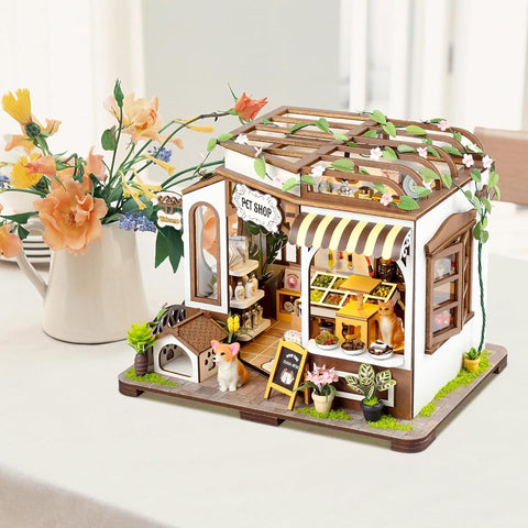 Fifijoy Pet Shop DIY Miniature House Dollhouse Kit