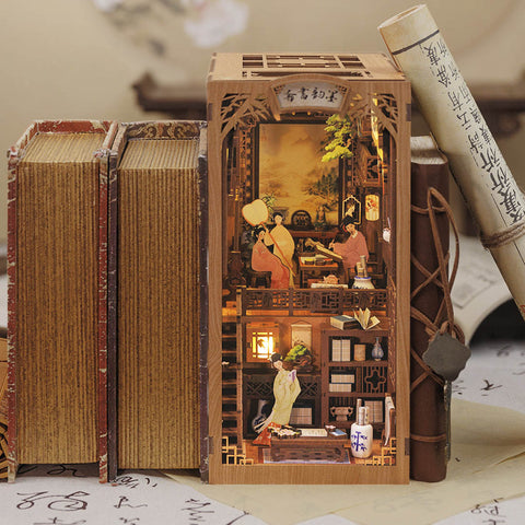 Fifijoy Ink Rhyme Bookstore DIY Wooden Book Nook Kit Bookshelf Inserts