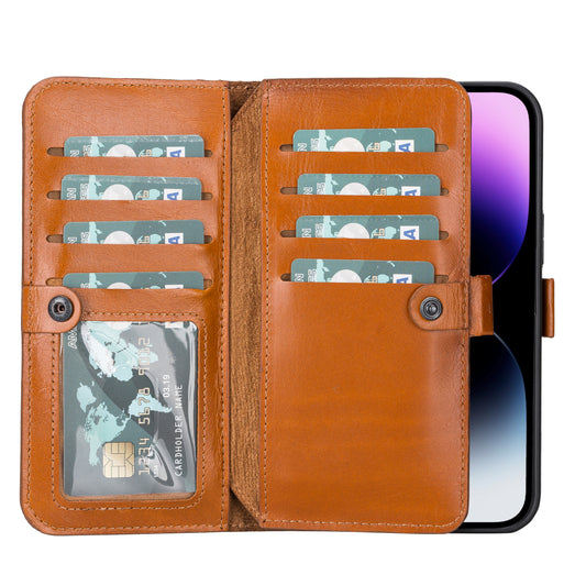 Svenion iPhone 14 Pro Max (6.7) Leather MagSafe RFID Detachable Wallet Case - Rustic Brown