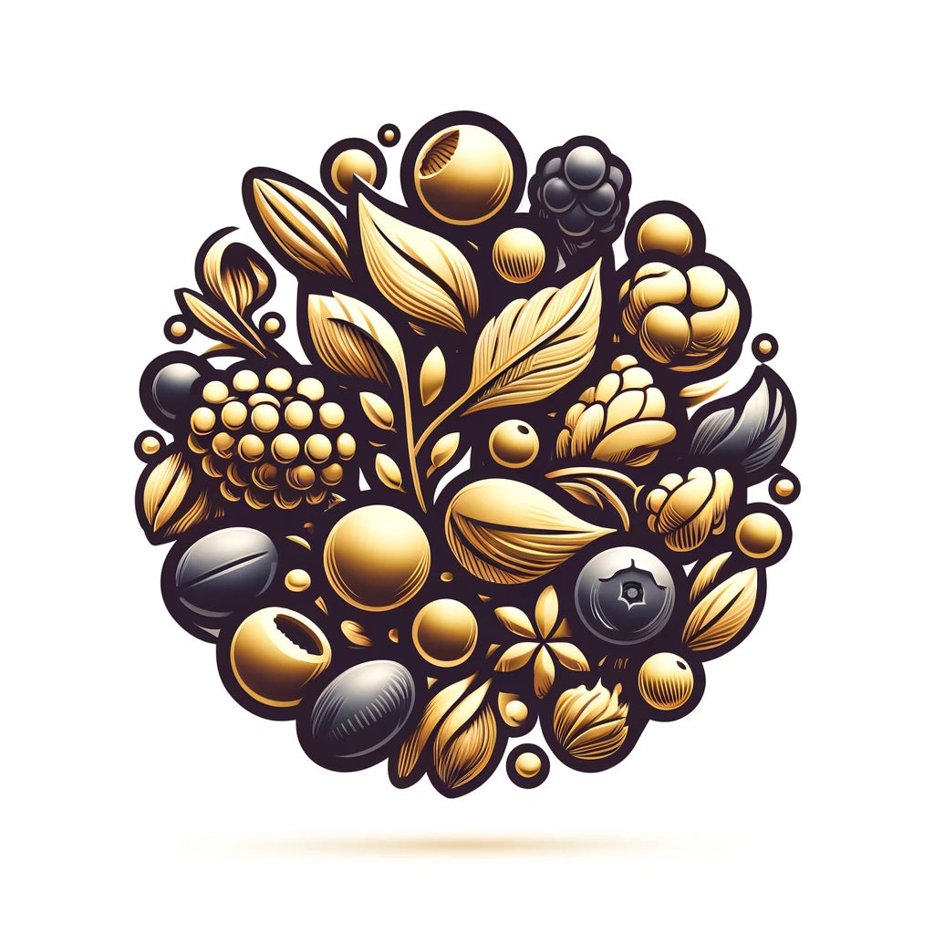 DALL·E 2024-04-01 14.53.46 - Design an icon featuring an assortment of dried berries with a luxurious golden color against a white background. The dried berries should include a m.webp__PID:9a763d9a-f021-4e31-9623-5b5326deaed0