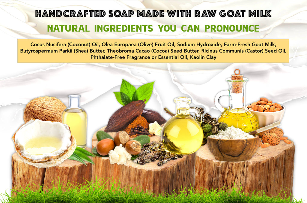 Handcrafted goat milk soap made with raw goat milk and natural ingredients you can pronounce.