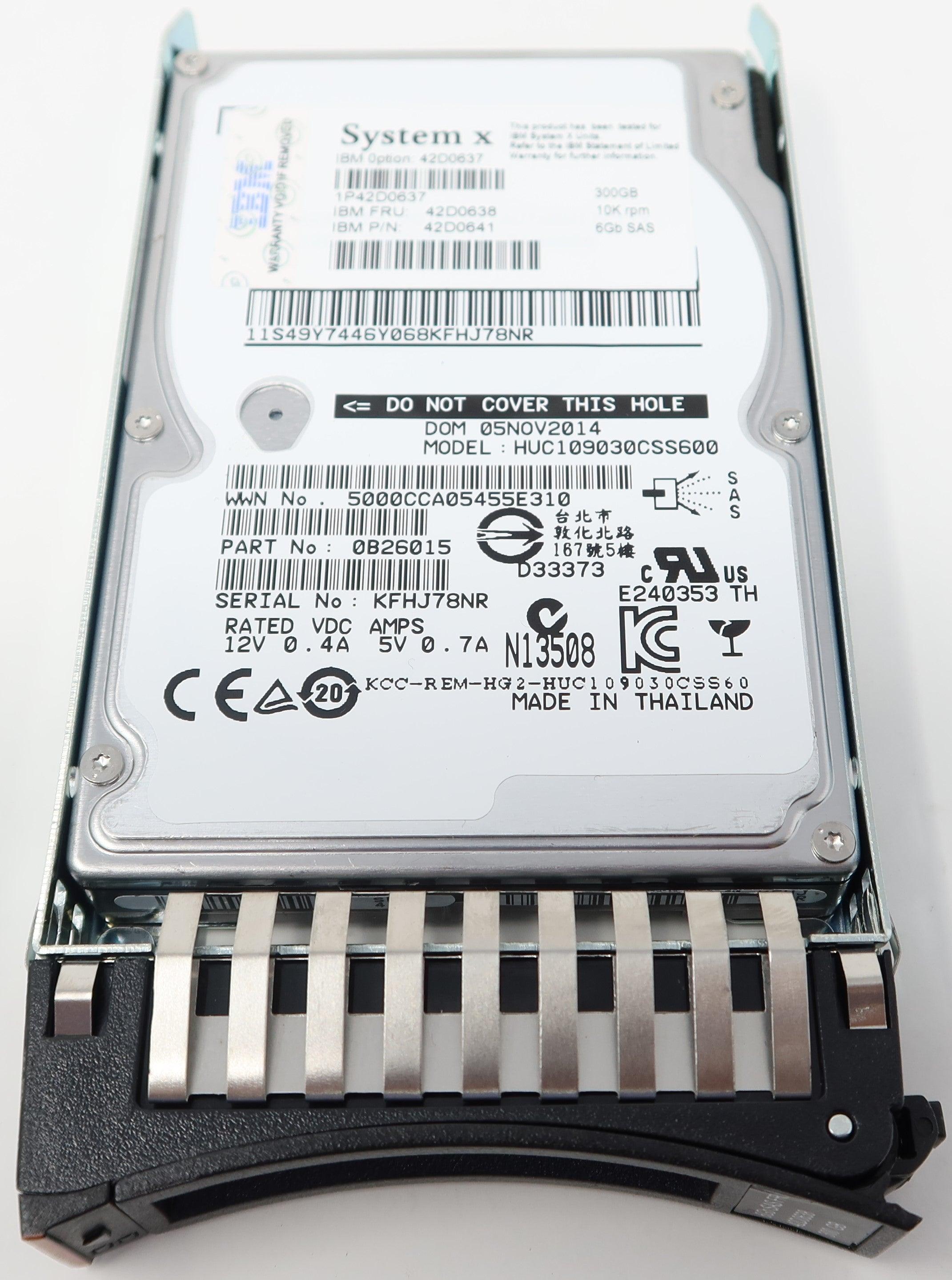 IBM 42D0637 42D0638 42D0641 300GB 10K RPM 2.5” SFF SAS HDD Hard Drive