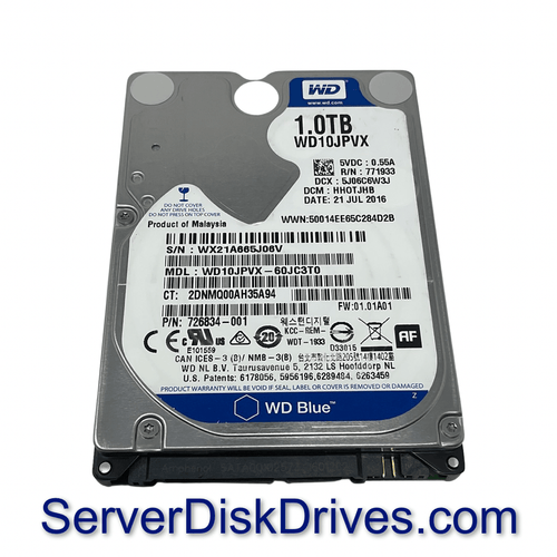 WD Blue 1TB Mobile Hard Disk Drive - 5400 RPM SATA 6 Gb/s 9.5 MM 2.5 Inch -  WD10JPVX