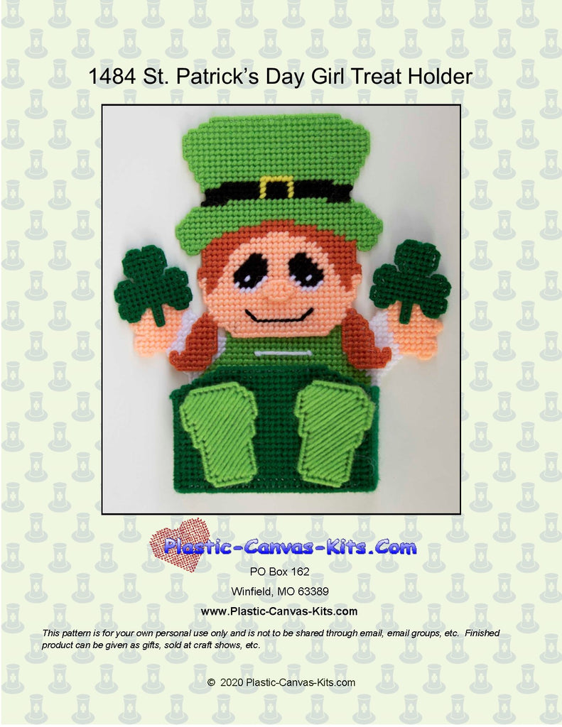 St. Patrick's Day Girl Treat Holder| Plastic-Canvas-Kits.com