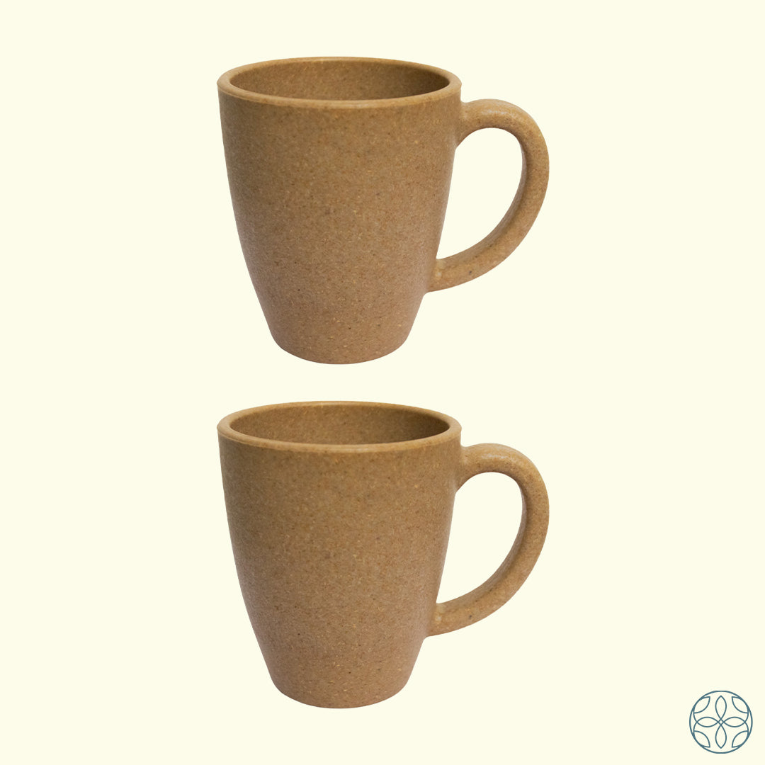 Rice Husk Coffee Mugs - 300ml-SAND BROWN / OF 2