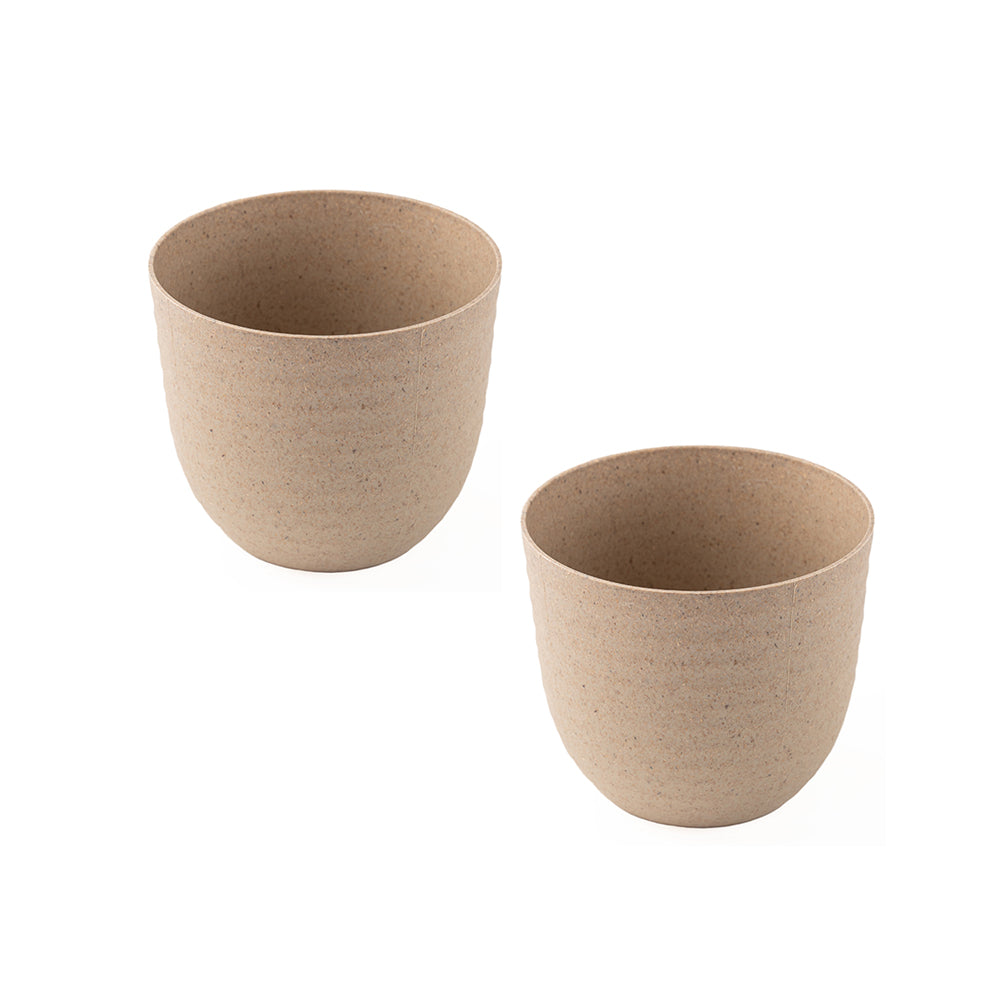 Rice Husk and Bamboo Fiber Peony Pot and Planter - 4"- Set of 2-SOFT BEIGE