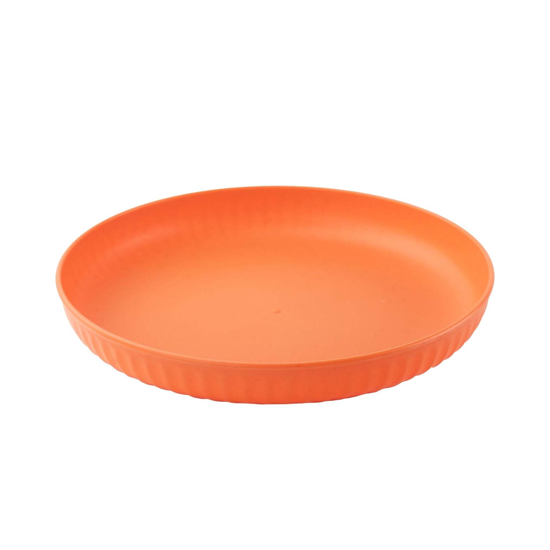Wheat Straw and Bamboo Fiber Fluted Snack Plates - Set Of 4-SUMMER ORANGE