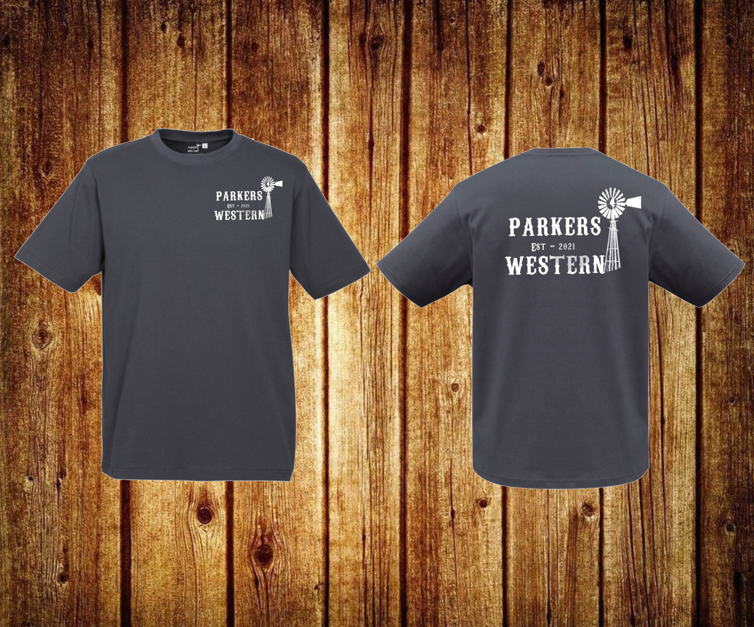 Parkers Western Dark Grey Logo T-Shirt
