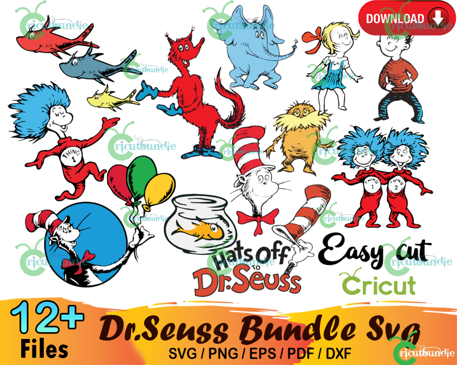 12+ Dr Seuss Bundle Svg, Dr Seuss Svg, Cat In The Hat Svg February 2023