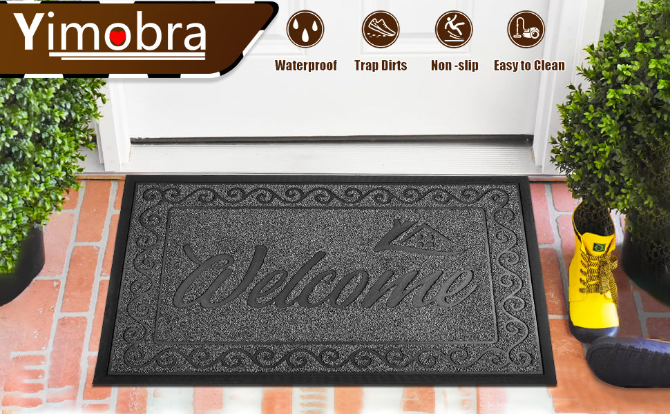 Yimobra Welcome Front Door Mat, Heavy Duty Easy Clean Doormat Indoor  Outdoor, Waterproof Quick Dry Floor Mat for Home, Garage, Hign Traffic  Areas, Non