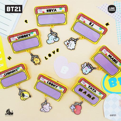 BT21 MININI ACRYLIC NAME PIN BADGE (WITH STICKER)