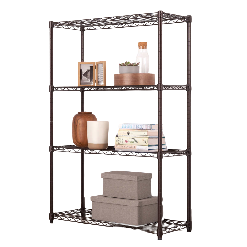 TRINITY 4-Tier Indoor Wire Shelving Rack, 36” x 14” x 54”, NSF, Dark Bronze