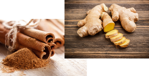 cinnamon quills and ginger root