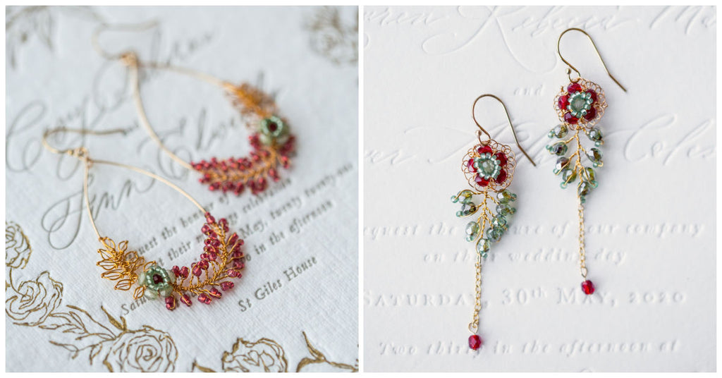 Wedding earrings in autumn colours by Judith Brown Bridal