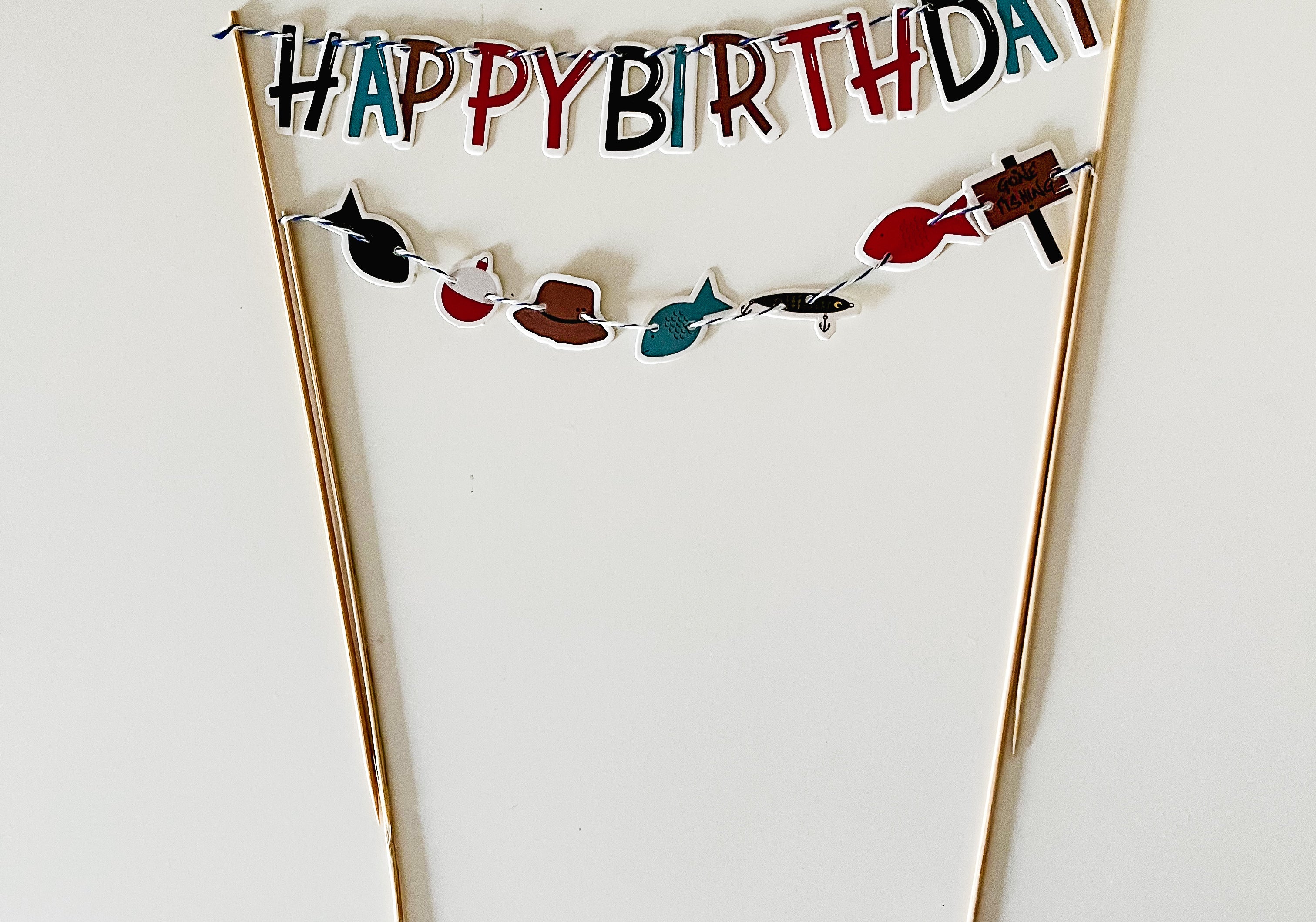 Fishing Happy Birthday Cake Banner