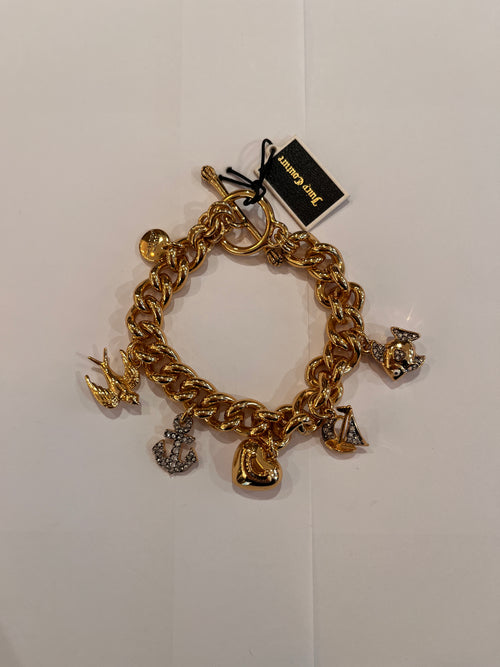 Amazon.com: Juicy Couture Goldtone and Light Rose Heart Charm Bangle  Bracelet For Women: Clothing, Shoes & Jewelry