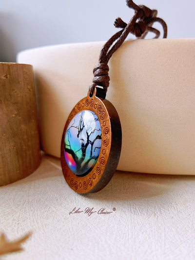 LikeMyChoice® Tree of Life Art Glass Tile Pendant Necklace