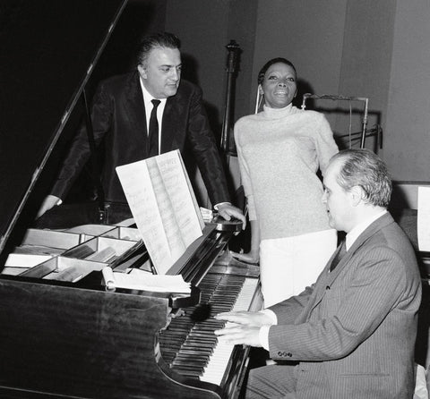 Federico Fellini and Nino Rota, always busy dreaming about new visions to turn into music.