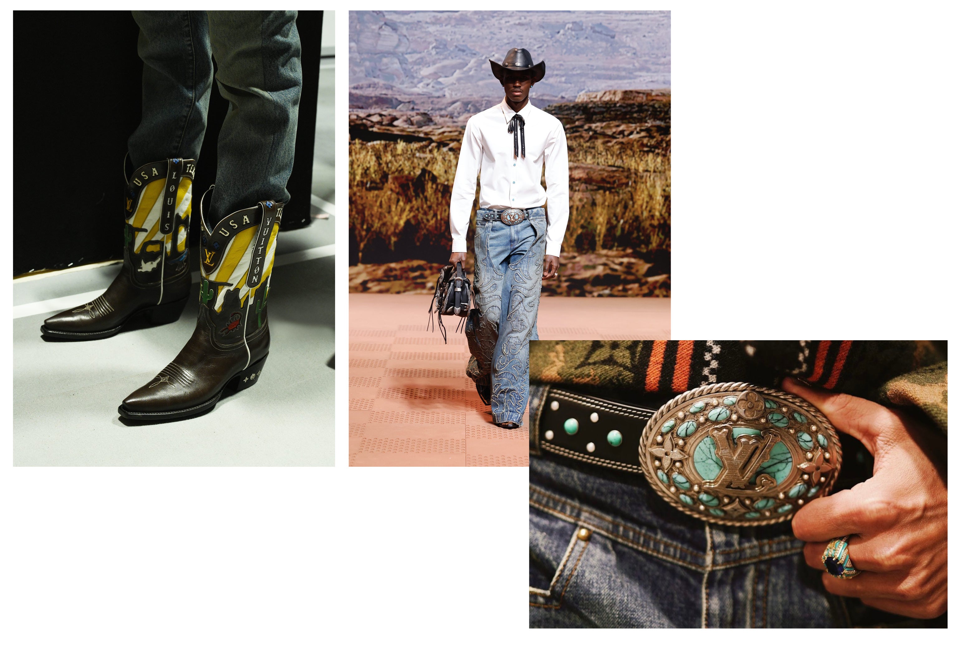 Details from the Louis Vuitton FW 24 show by Pharrell Williams.