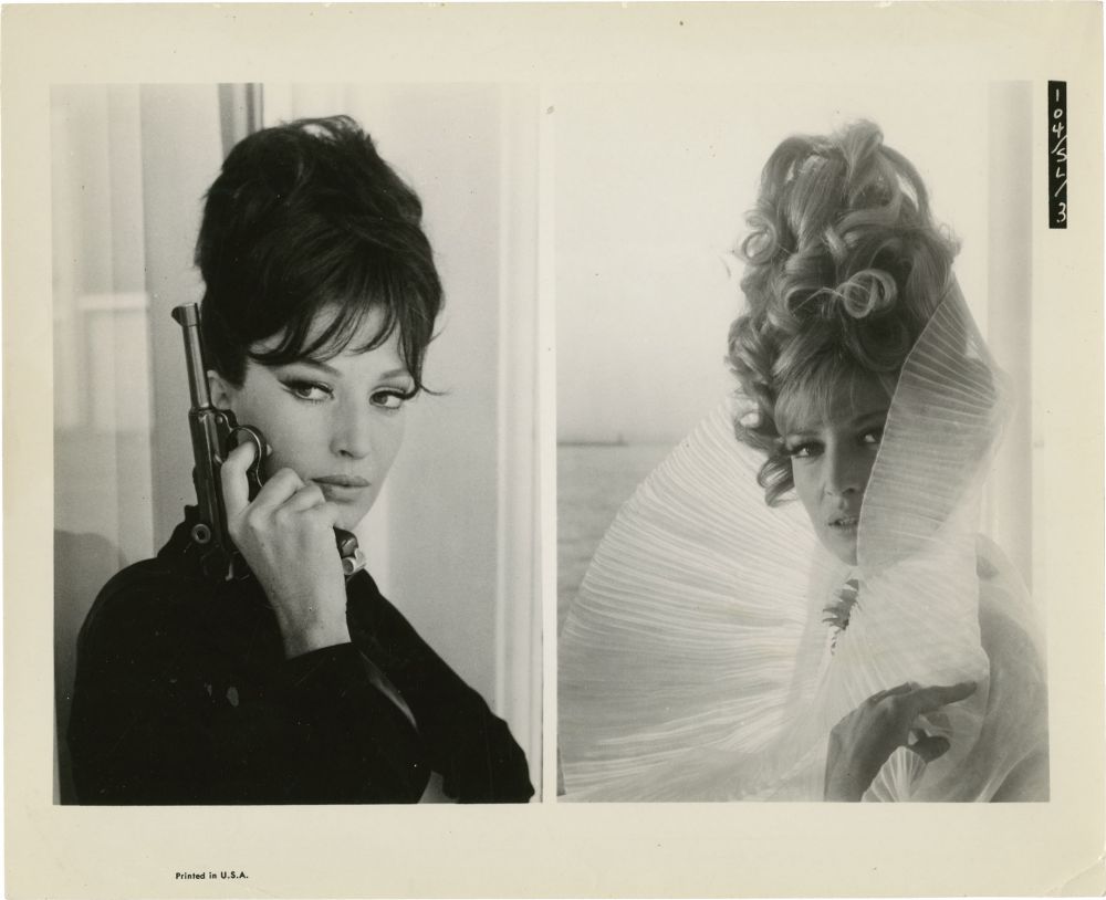 Promotional photographs documenting the costumes of Monica Vitti in Modesty Blaise.