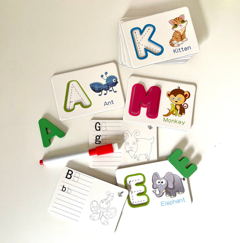 Letter number game that teaches kids how to write and trace their letters