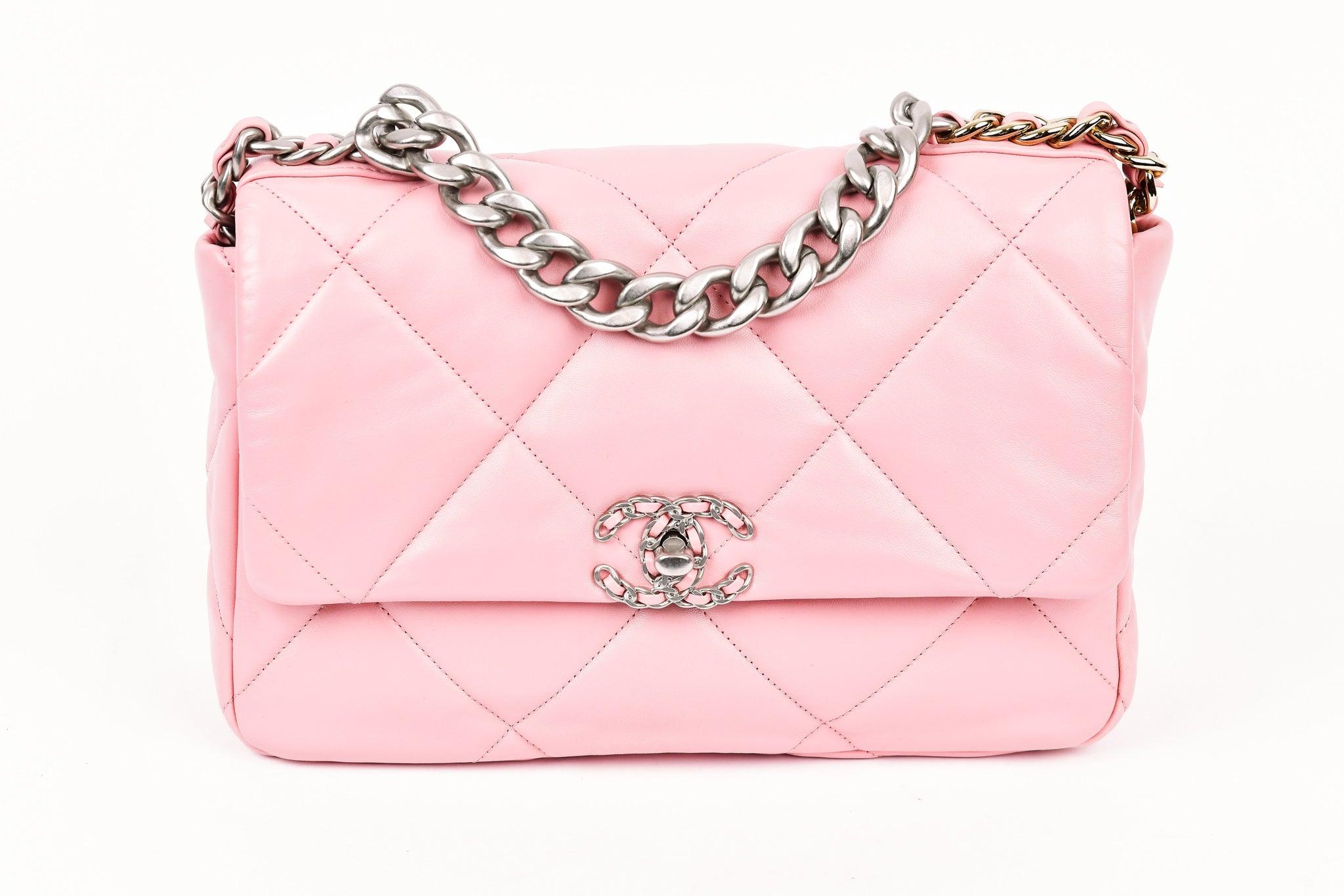 CHANEL Iridescent Lambskin Quilted Medium Chanel 19 Flap Pink 1005219   FASHIONPHILE
