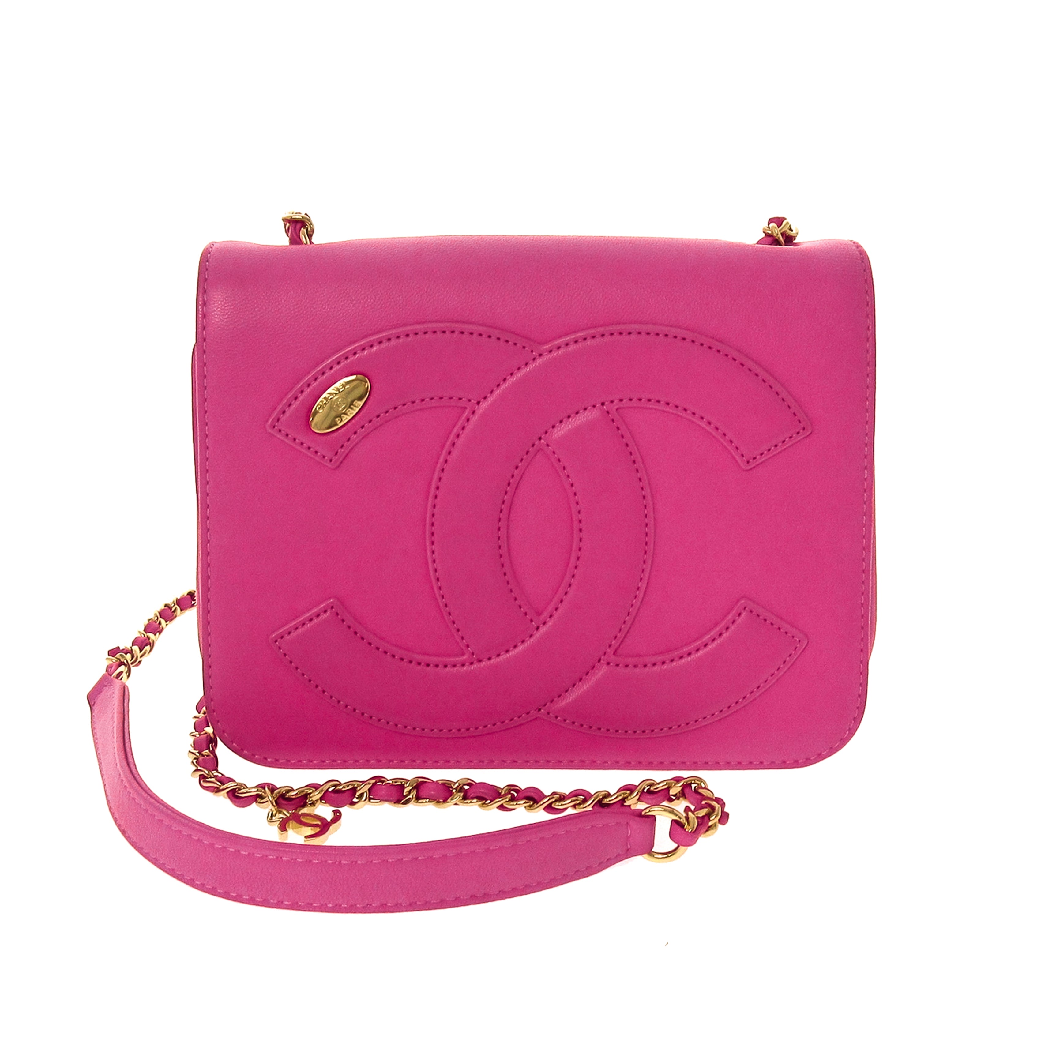 CHANEL  Classic Flap Strass Pink Leather Shoulder Bag  Pink chanel bag  Chanel shoulder bag Chanel bag classic