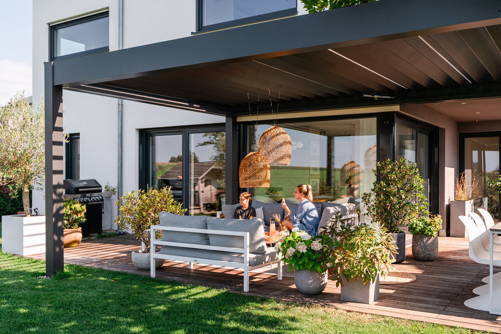 Terrassen Glasdach mit Sonnenschutz