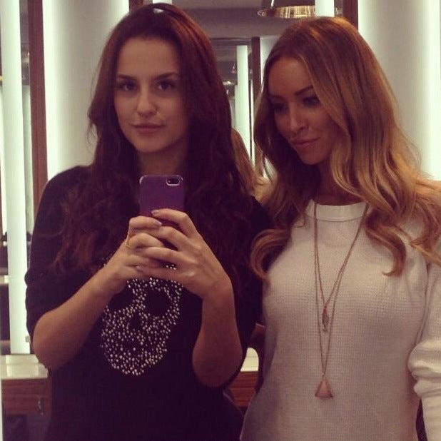 Lucy Watson snaps a selfie with Lauren Pope after having Hair Rehab London extensions fitted - 31 December 2013