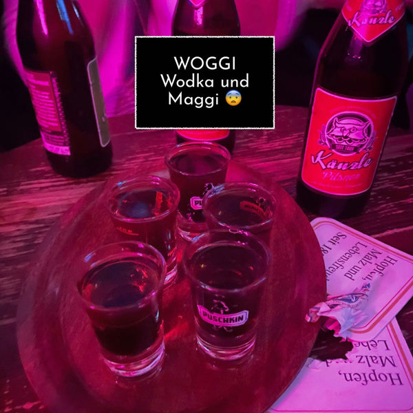 Woggi - ein Shot aus Maggi und Vodka.