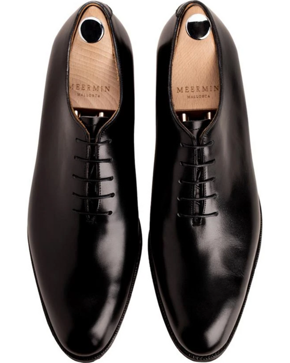 Meermin 101240 Wholecut Dress Shoes, Black Calfskin – Oxford & Evergreen