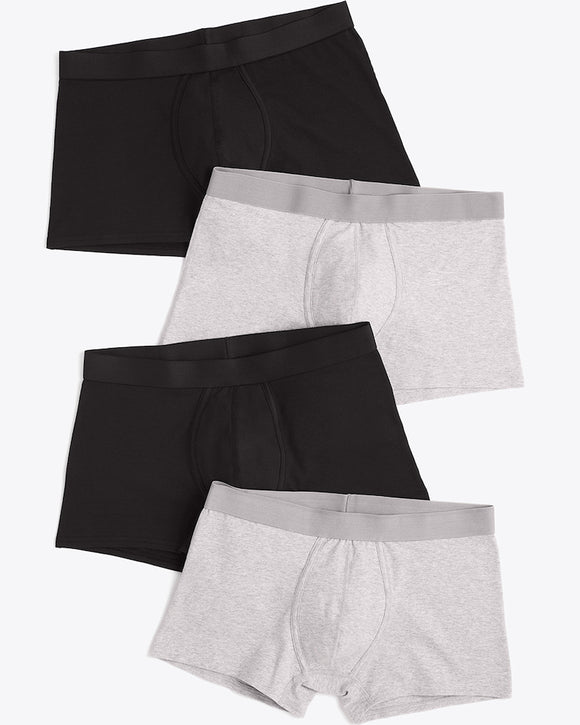 Pact Organic Trunks 4-Pack, Black & Heather Grey (2 Options) – Oxford ...