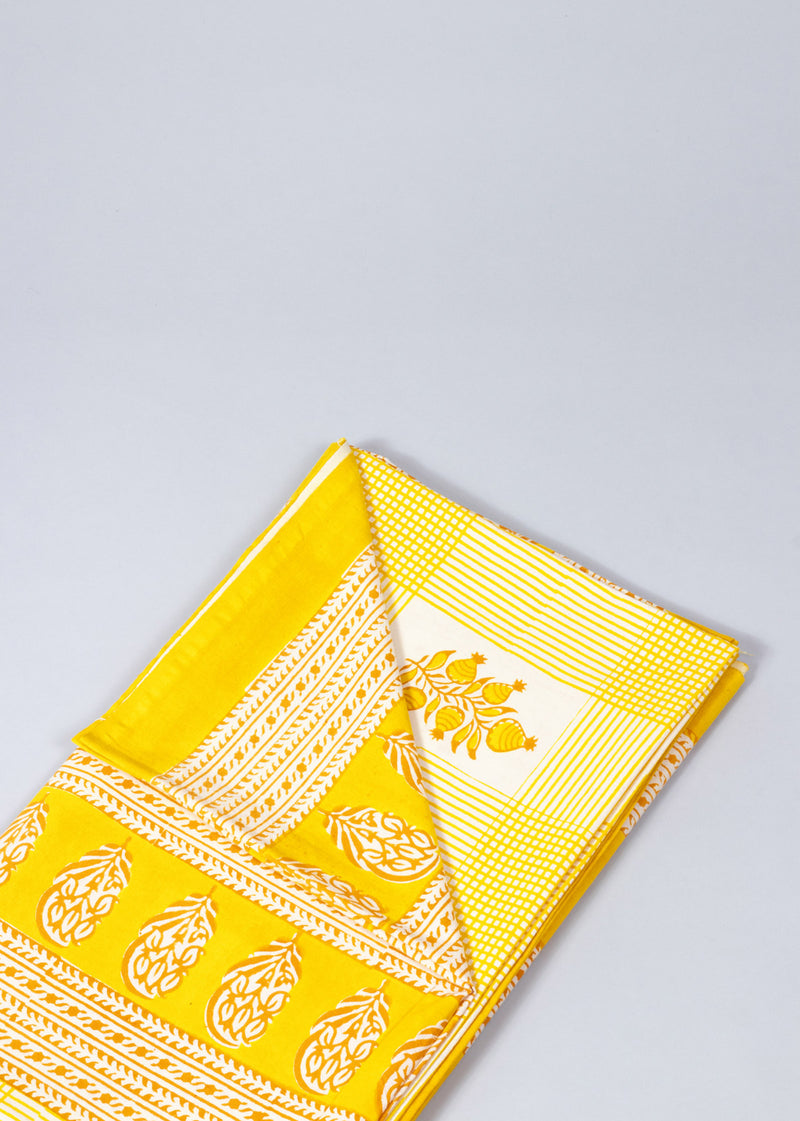 Golden Hours Hand Block Printed Cotton Bedsheet