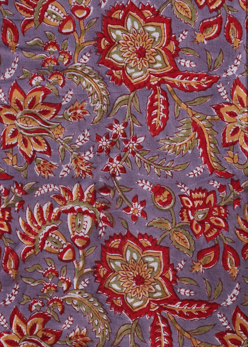 Flames of December Cotton Hand Block Printed Fabric