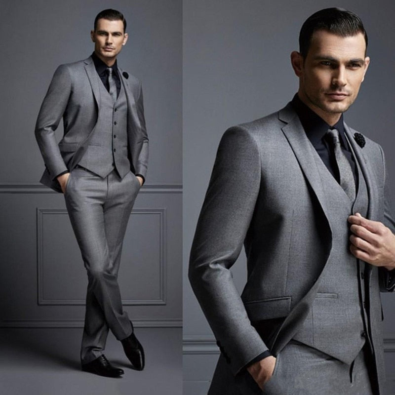 Blazer Dark Gray Mens' Suit Groom Suits/Best Men Tuxedos(Jacket+Vest+P –  Staceyfowlercreations