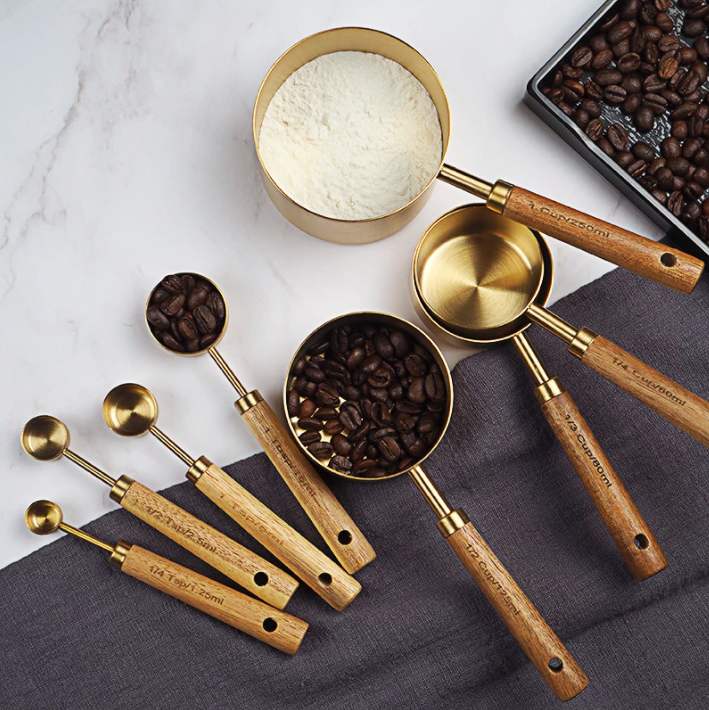 Brass Stainless Steel Measuring Cups Set of 4